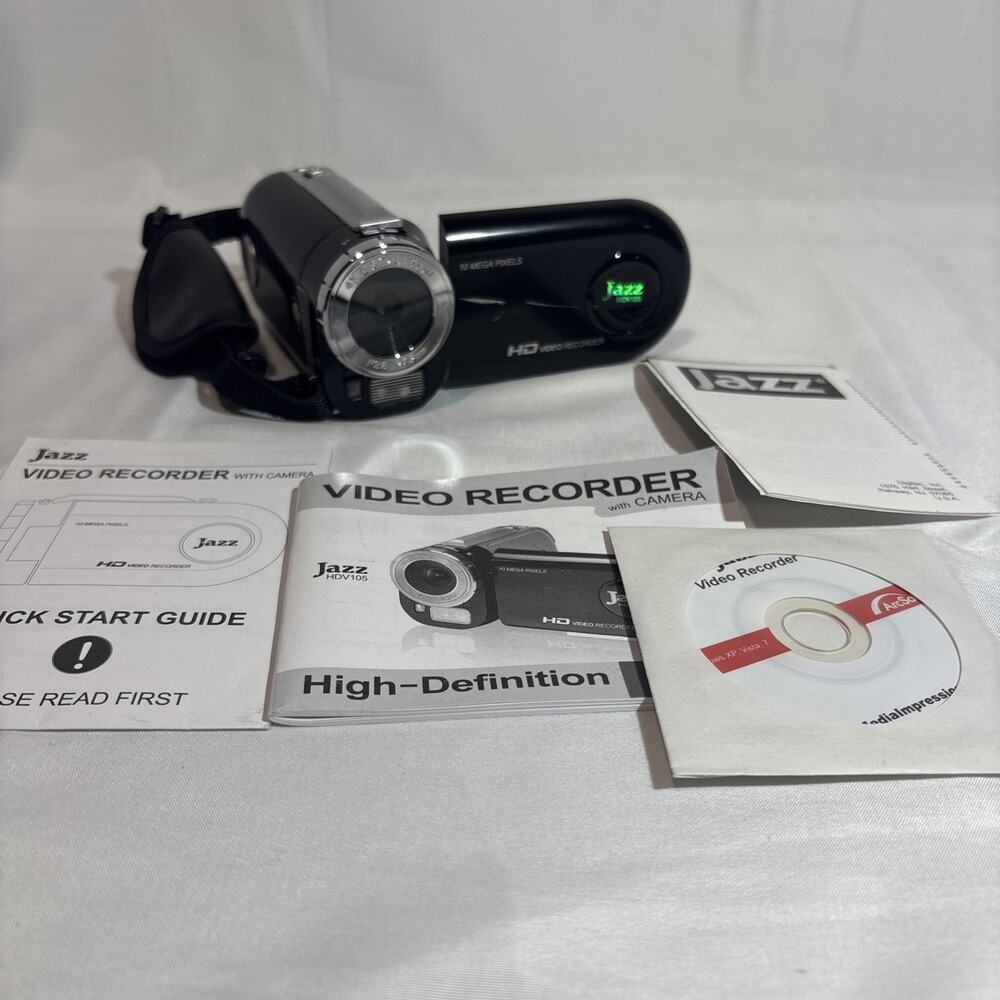 Working Jazz HDV105 HD Digital Camcorder 10mp Black USB Built-in Microphone